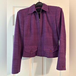 Finity studio, size 4, silk, purple, lined jacket with zipper